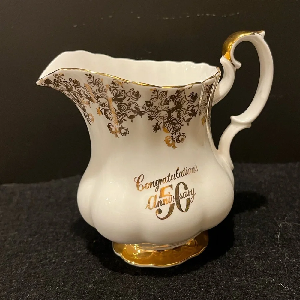 Vintage Royal Albert 50th Anniversary 6 C Teapot, Creamer, Plate, Lefton Tea Cup